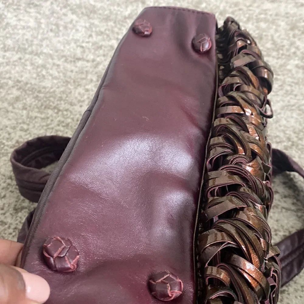Katherine Kwei Wine Leather Handbag - Picture 4 of 10